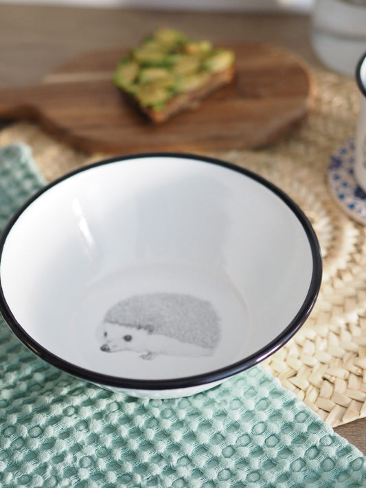 Hedgehog enameled steel bowl