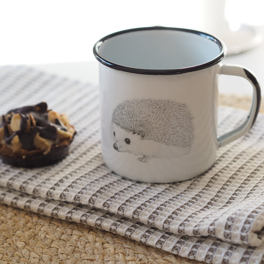 Hedgehog enameled steel mug