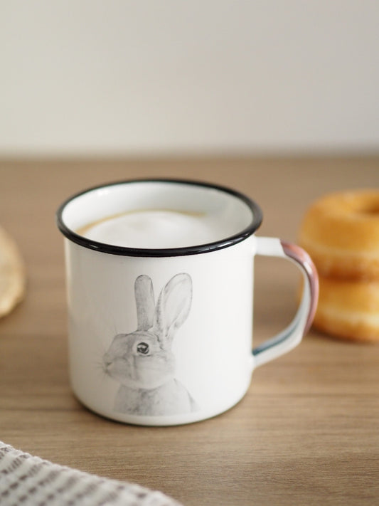 Rabbit enameled steel mug
