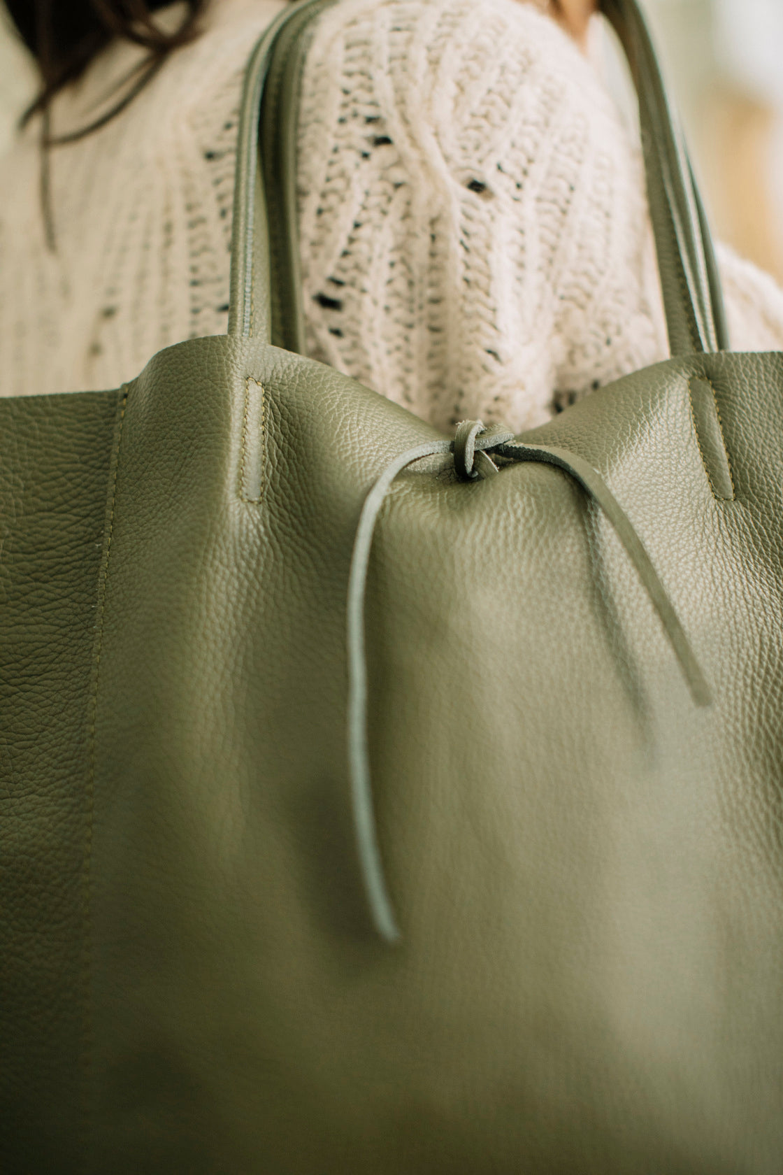 Tato leather shopping bag - green