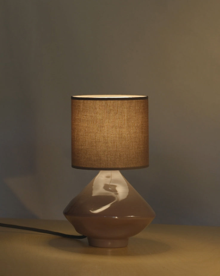 Brown-Cylindrical Glass Lamp