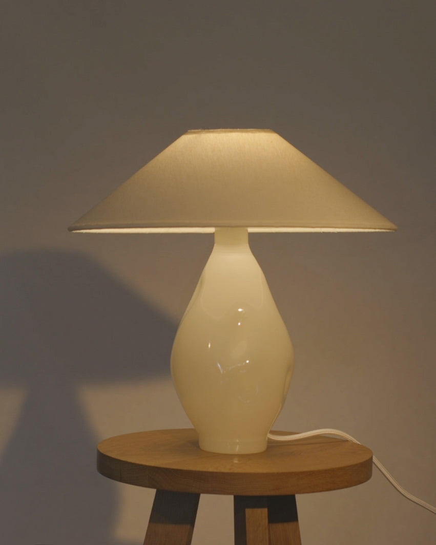 Beige-Conical Glass Lamp