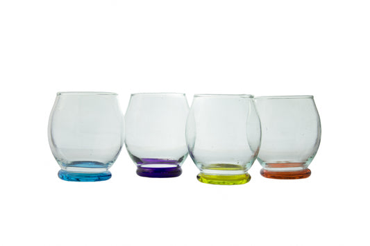 Glass - Set of 4 (9 cm high x 6 cm diameter) traditional colored