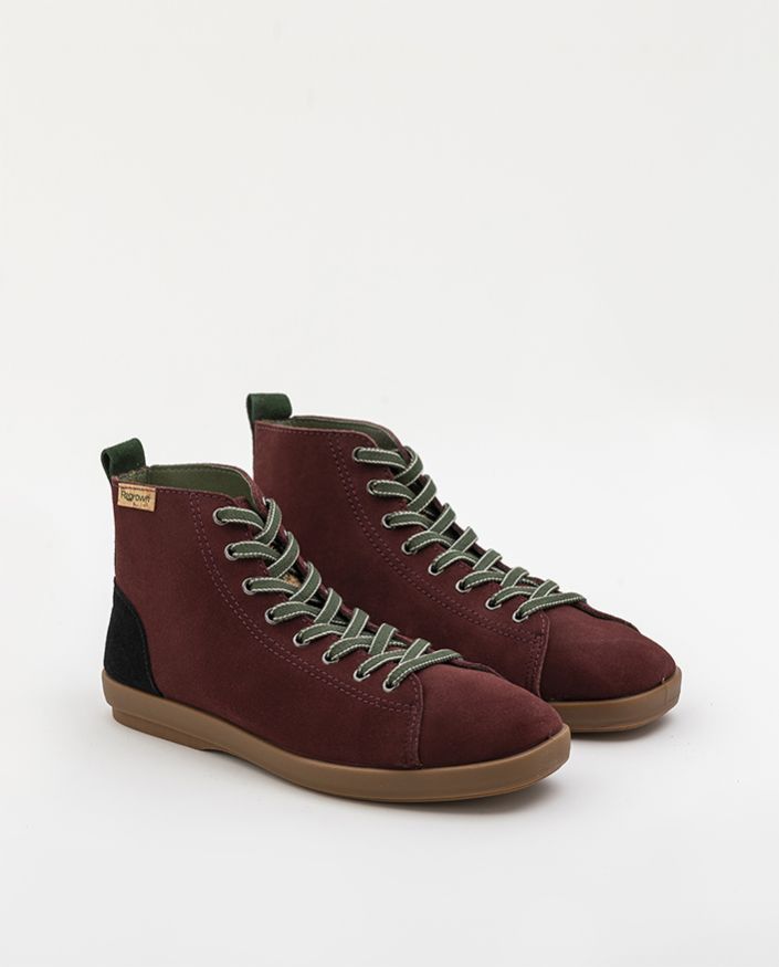 Red leather ankle boots acotango large burgundy