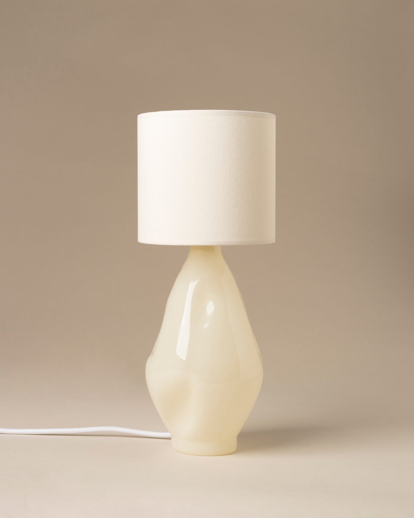 Beige-Cylindrical Glass Lamp