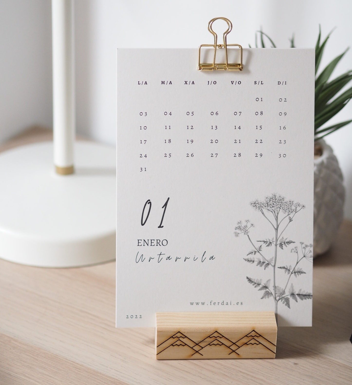Calendario de escritorio minimalista 2022