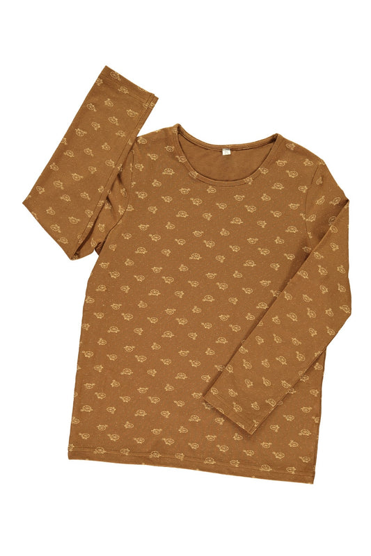 Brown unisex t-shirt with bicycle print