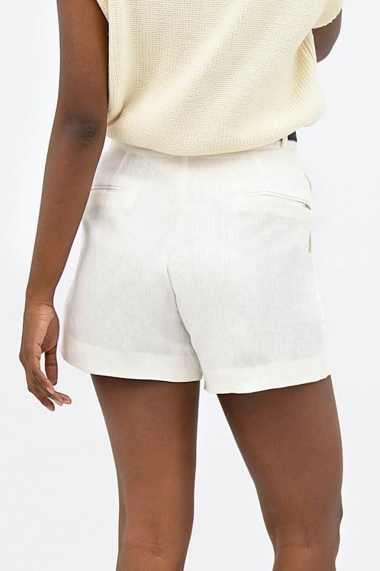 French Riviera Pant - Linen Mom Shorts - Porcelain
