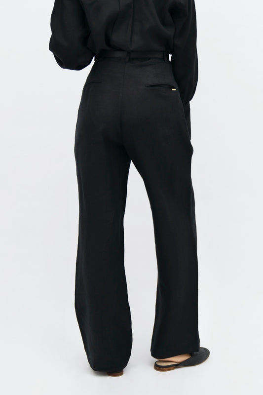 French Riviera Trousers - Linen Wide Leg - Licorice