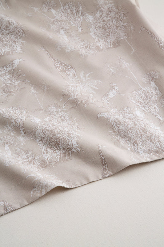 Percale Cotton Top Sheet 200h Bed 150 - Tout Le Jour Beige