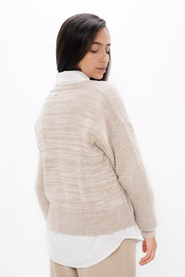 Jersey Nagano - Wool V-Neck - Sand Marl