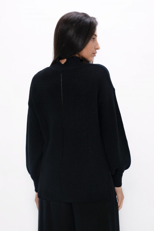 Ottawa Sweater - Hand Knitted Wool High Neck - Licorice