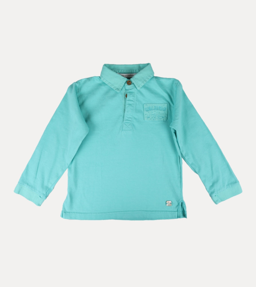 TURQUOISE GREEN DYED COTTON POLO SHIRT