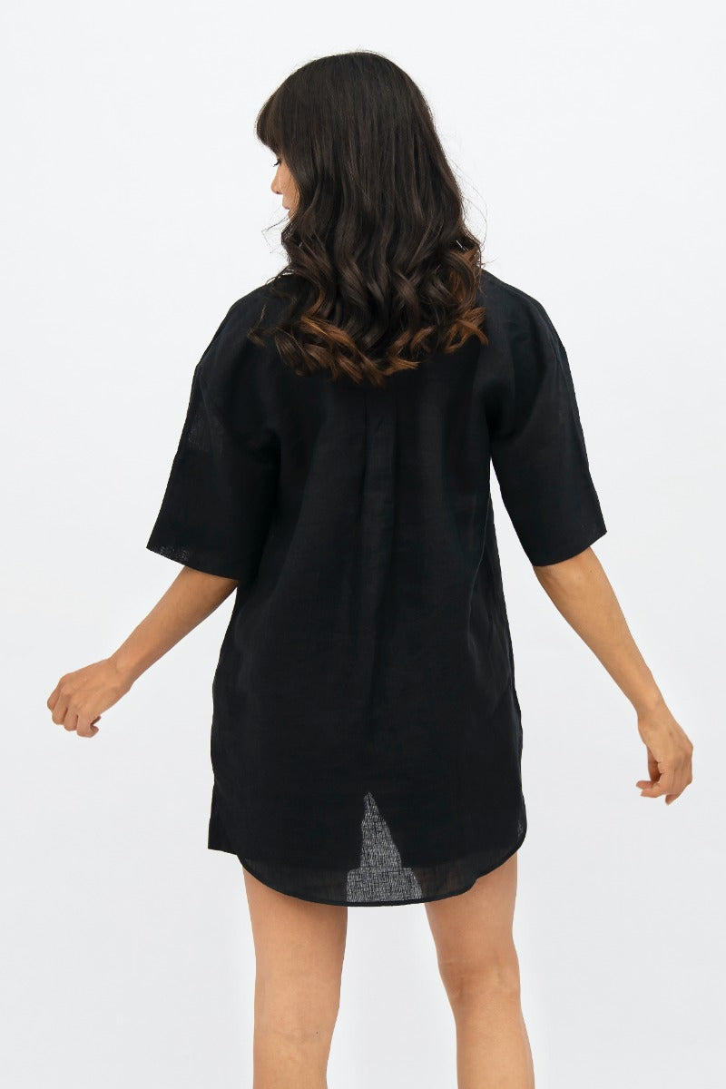Camisa Seville - Linen Short Sleeves - Licorice