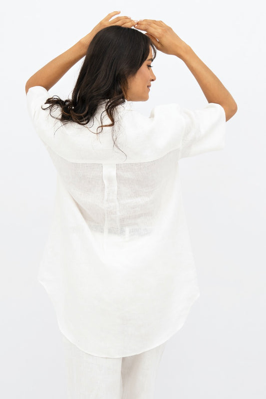Camisa Seville - Linen Short Sleeves - Porcelain