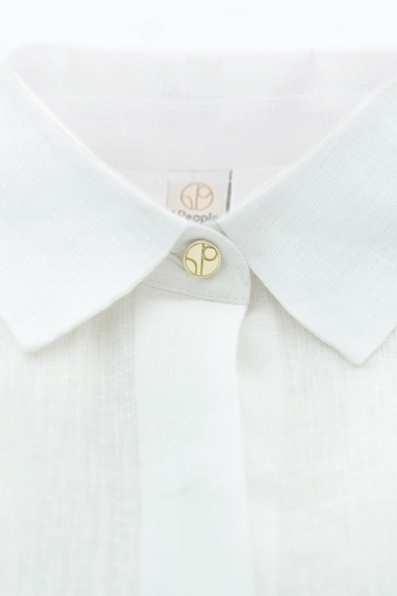 Seville Shirt - Linen Short Sleeves - Porcelain